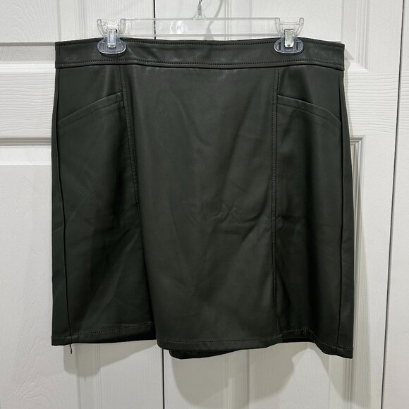 Loft Faux Leather Skirt in Olive - Picture 1 of 8